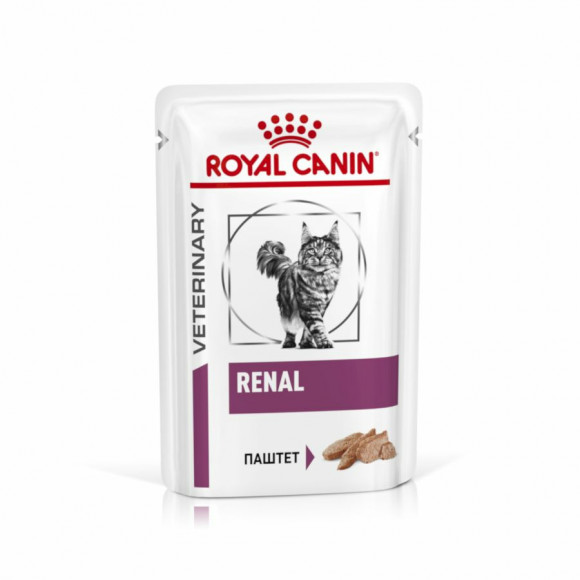 Ветеринарный влажный корм Royal Canin для кошек с почечной недостаточностью Renal в паштете 85гр