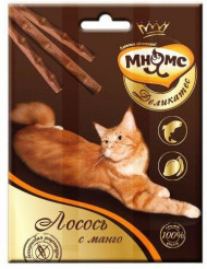 Мнямс Деликатес лакомые палочки 9 см для кошек с лососем и манго 3*4гр